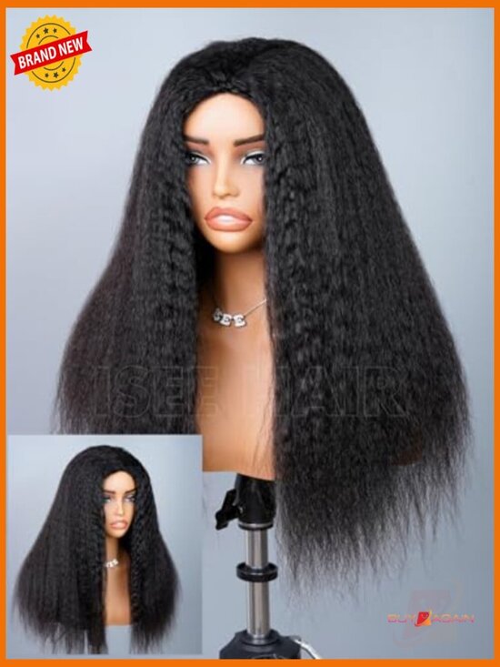 3 in 1 Half Wig Kinky Straight Glueless Human Hair Seamless Clip In 18 Inch main image 4